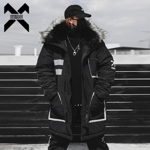 11 BYBB'S, chaqueta gruesa negra oscura para invierno, Parkas para hombres,  abrigos con Cuello de piel con capucha, Parka Streetwear para hombres,  abrigos largos de Hip Hop DG175 - Historial de precios