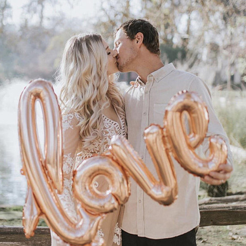 Globo de aluminio con carta de amor de 108cm, decoración de San Valentín para aniversario de boda, copa de champán para fiesta de cumpleaños, accesorios para cabina de fotos ► Foto 1/6