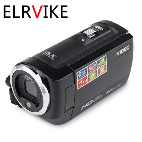 ELRVIKE 2022 HD 1080P cámara Digital de vídeo HDV videocámara 16MP 16X Zoom CMOS Sensor de 270 grados 2,7 pulgadas TFT cámara con pantalla LCD ► Foto 1/6