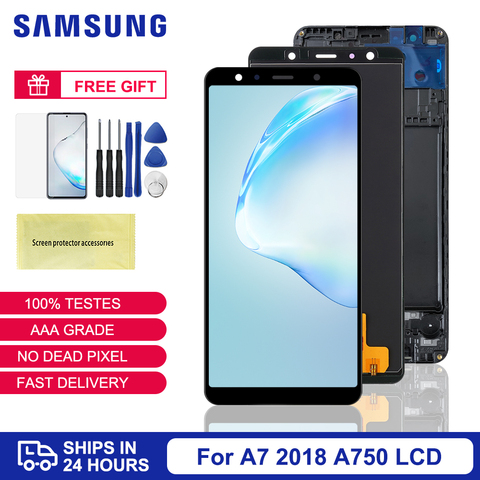 Pantalla LCD TFT A750 para Samsung Galaxy A7 2022, SM-A750F LCD, A750F, A750, con Marco, piezas de repuesto para digitalizador de pantalla táctil ► Foto 1/6