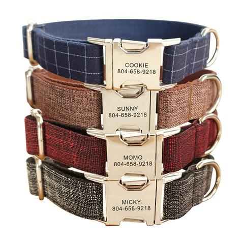 Personalizados collares de perro para mascotas correas conjunto traje de Color personalizado Placa de etiqueta de identificación ajustable de Nylon Collar libre Eangrving XS S M L XL ► Foto 1/6