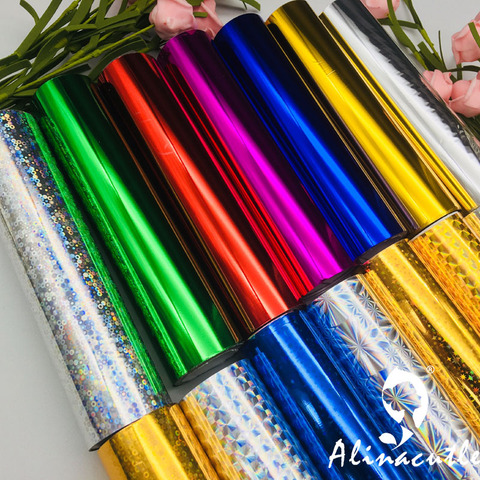 Brillo de papel caliente rollos de M 1 rollo de papel de aluminio para estampado en caliente holográfica de transferencia de calor de AlinaCutle manualidades DIY ► Foto 1/6