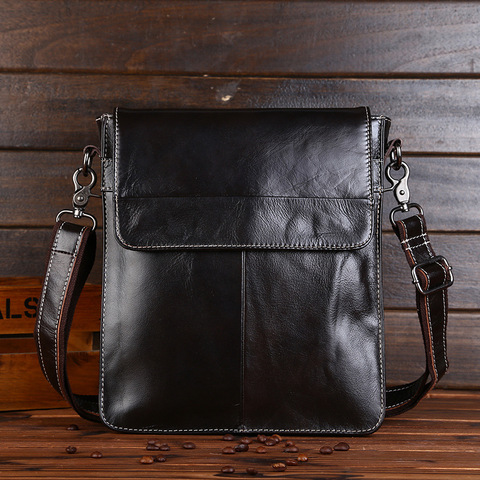 Bolso de mano informal de cuero genuino para hombre, bandolera de hombro, de piel de vaca, cruzado, de alta calidad ► Foto 1/5