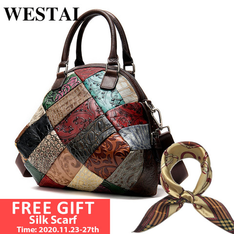 WESTAL-Bolso de piel auténtica de lujo para mujer, bandolera de diseñador, 8638 ► Foto 1/6