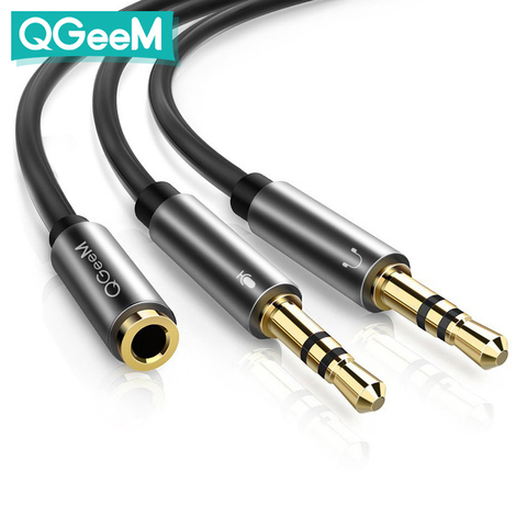 QGEEM-separador de auriculares para ordenador, 3,5mm, hembra a 2 macho, 3,5mm, Cable divisor de Audio Y micrófono, adaptador de auriculares a PC, Cable auxiliar ► Foto 1/6