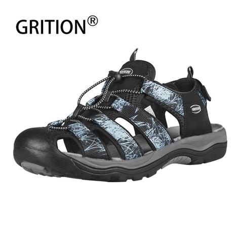 GRITION-Sandalias planas antideslizantes para hombre, zuecos cómodos para la playa, duraderos, de verano, para senderismo, talla grande 46 ► Foto 1/6