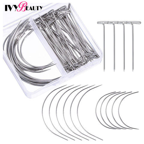 T Pins C-cable de costura curvado para pelucas, agujas para coser Cabello, para hacer peluca, bloqueo, tejer, modelado y artesanías ► Foto 1/6