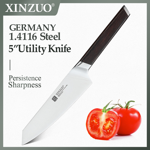 XINZUO-cuchillo de cocina de 5 pulgadas, herramienta de cocina, cuchillo de pelado de acero superafilado, con mango de ébano, Alemania DIN 1,4116 ► Foto 1/6