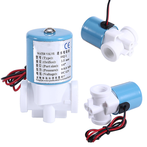 Mayitr-Válvula Solenoide de plástico normalmente cerrada, válvula de Control eléctrico para dispensador de agua, de 2 vías, 12V DC 0-120PSI 0-0,8mpa, G1/4