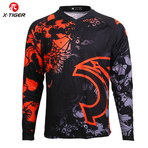 X-tiger-camisetas de ciclismo para descenso, camisa de manga larga de secado rápido para deportes de competición y Motocross, 100% de poliéster, DH ► Foto 1/6