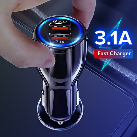 Getihu-cargador Universal para coche 18W 3.1A, LED de carga rápida 3,0, USB Dual, carga rápida, teléfono móvil en coche para iPhone, Samsung, Xiaomi ► Foto 1/6