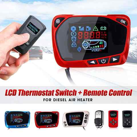 Para 5kw/8kw coche de 12/24V calentador de aire Diesel aparcamiento calentador de termostato LCD pantalla interruptor y controlador remoto accesorios de coche ► Foto 1/1