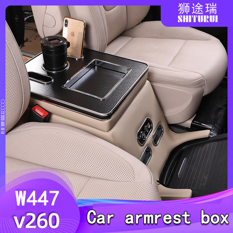 Caja de almacenamiento para Reposabrazos de mercedes-benz v-class V220, V260, V250, W447, caja de pasamanos trasero, carga de teléfono móvil, USB, sujeción de manos y agua ► Foto 1/6