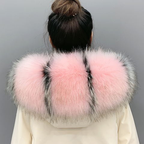 Bufandas de piel sintética de mapache para hombre y mujer, chaqueta de invierno con cuello de piel muy grande, extra grande decorativo, nuevo color ► Foto 1/6