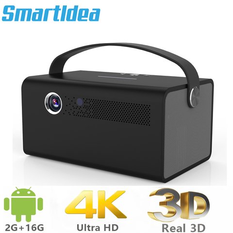 Smartldea-proyector 3D portátil para el hogar, dispositivo de proyección 4K con bluetooth, wifi, android, altavoz incorporado con Zoom HD, USB, nuevo ► Foto 1/6