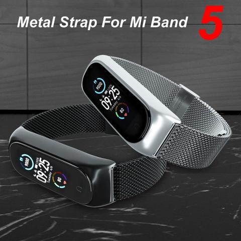 Correa de Metal para Xiaomi Mi Band 5, correa de Metal de acero inoxidable para pulsera inteligente Mi Band 5 ► Foto 1/6