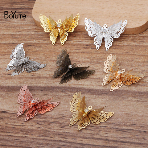 BoYuTe-Colgante de mariposa de filigrana, 10 Uds., 25x35MM, Metal, latón, accesorios para fabricación de joyas ► Foto 1/6