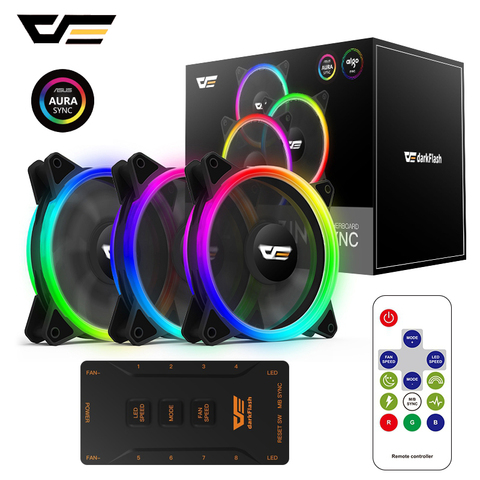 DarkFlash RGB PC ventilador 120mm ordenador casos de refrigeración de la CPU Fans tranquilo Asus Aura Sync enfriador de enfriamiento de ajustar la velocidad LED PC Fan MR12 ► Foto 1/6