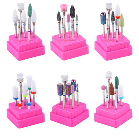 Combinado de broca 7 unids/set de cerámica de equipo cortador de Kits de Gel eliminador de esmalte de uñas amortiguadores de uñas de arte herramienta ► Foto 1/6