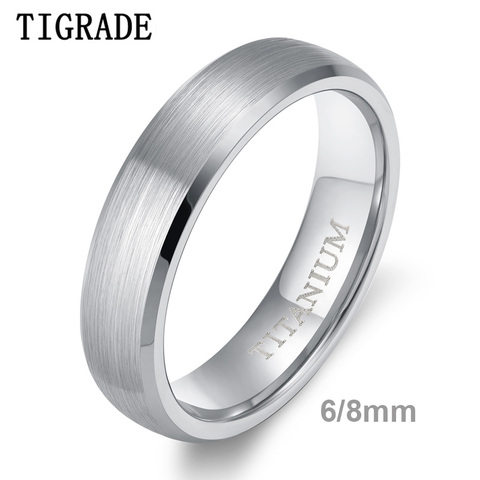 TIGRADE-Anillo de titanio cepillado para hombre y mujer, joyería de compromiso con cúpula de 6/8mm, anillos sencillos Unisex ► Foto 1/6