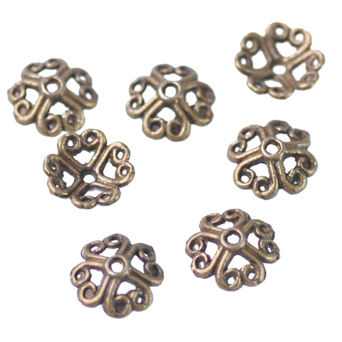 50 Uds. De cuentas espaciadoras sueltas de aleación de Metal con forma de flor de 8mm, Color bronce, lote para fabricación de joyería, manualidades DIY ► Foto 1/2