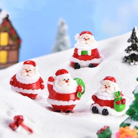 Mini figurita de Papá Noel de resina, adorno de muñeco de nieve para bonsái, Micro paisaje, adornos navideños, decoración para el hogar, 1 ud. ► Foto 1/6