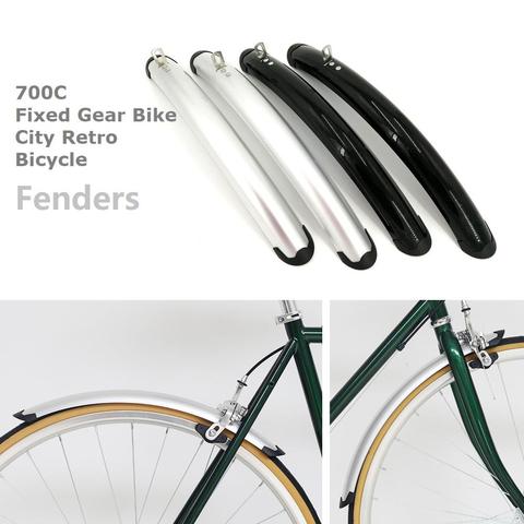 700C carretera bicicletas Fender piñón fijo bicicleta Retro guardabarros bicicleta guardabarros negro bicicleta plateada accesorios prácticos ► Foto 1/6