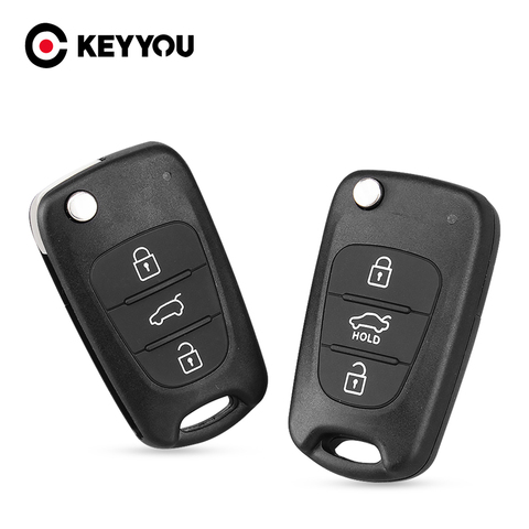 KEYYOU-carcasa abatible para llave de coche remota, carcasa en blanco para Kia Rio 3, Picanto, Ceed, Cerato, Sportage K2, K3, Hyundai I20, I30, IX35, I35 ► Foto 1/6