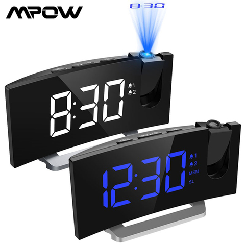 MPOW-reloj con 2 alarmas, pantalla curva multifuncional de 5 pulgadas, 5 niveles de brillo, 4 sonidos de alarma ajustables ► Foto 1/6