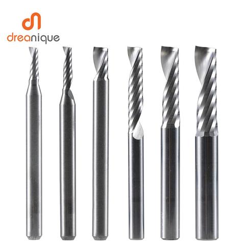 Fresa espiral de extremo de flauta única AAAAA, fresa de aluminio en espiral de 3.175 vástago CNC, broca de tallado de grabado 3D para carpintería, corte acrílico, 1 unidad ► Foto 1/6