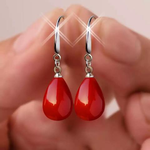 Nueva Perla rojo gota pendiente para mujer elegante colorido simulada-de-Largo pendientes joyería actual regalo ► Foto 1/5