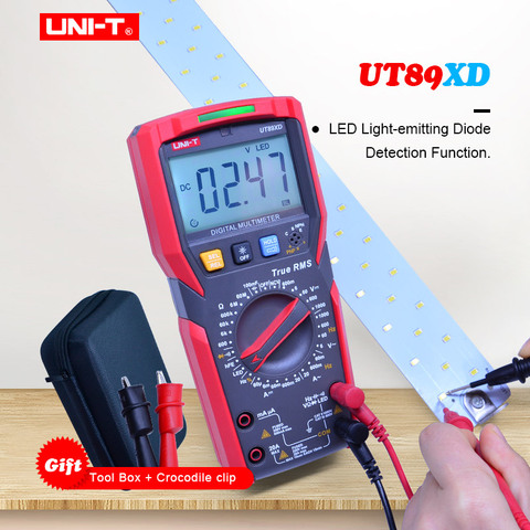 Multímetro Digital de valores eficaces verdaderos UT89XD de UNI-T; Medidor de corriente de voltaje AC DC; probador de resistencia de frecuencia de capacitancia; retención de datos/prueba LED ► Foto 1/6