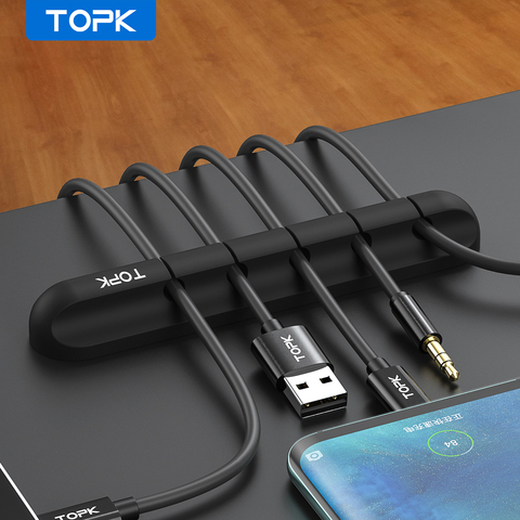 TOPK USB Cable organizador Protector de la Oficina titular de la gestión del Cable Clip para auriculares auricular del ratón Cable del teclado ► Foto 1/6
