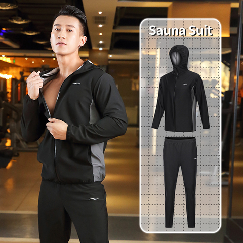 Traje de Sauna con capucha y cremallera para hombre, conjunto de ropa de gimnasio para perder peso, correr, entrenamiento Fitness, sudoración, entrenamiento, novedad de 2022 ► Foto 1/6