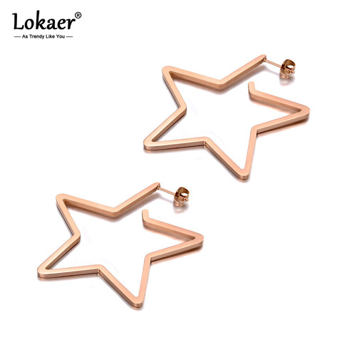 Lokaer-pendientes de estrella de amor para mujer y niña, de diseño Original de titanio y acero inoxidable, aretes de tuerca bohemios para oficina, joyería E19329 ► Foto 1/6