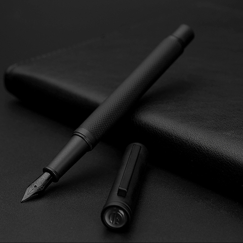 Pluma estilográfica con juego de lujo, pluma convertidora F negra de 0,5mm, bolígrafos de tinta de acero, bolígrafo Simple para firmar negocios, bolígrafos de escritura ► Foto 1/6