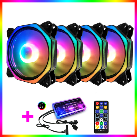 COOLMOON-ventilador de sincronización RGB de 120mm, carcasa de ordenador ventilador de refrigeración de PC RGB, ajuste de calidad, ventilador de enfriamiento de ordenador ► Foto 1/6