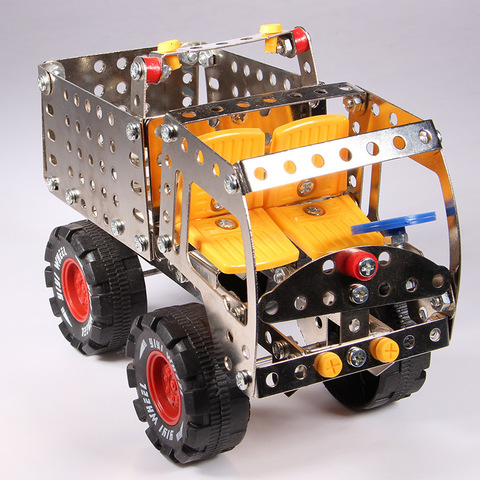 La construcción del vehículo del camión del Constructor de juguetes de Metal iluminar asamblea modelo Kits de construcción de bloques de juguetes para los niños las niñas regalos ► Foto 1/5
