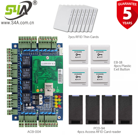 S4A 4 puertas Control de acceso TCP/IP Wiegand tarjeta de Control sistema de entrada inteligente Control de entrada de la casa ► Foto 1/6