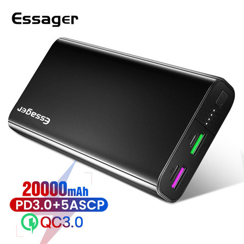 Essager 20000 mAh banco de potencia PD QC 3,0 rápido carga portátil banco de energía 20000 mAh cargador de batería externo para Xiaomi iPhone Huawei ► Foto 1/6