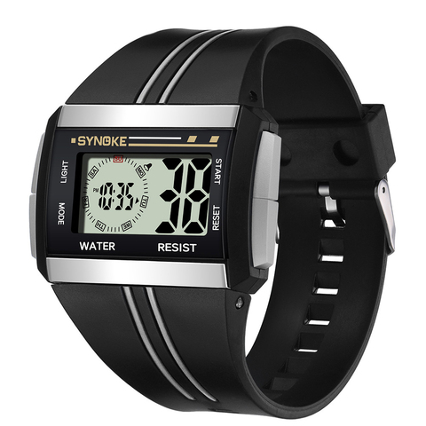 Reloj de pulsera Digital para hombre, cronómetro deportivo con retroiluminación rectangular, alarma de fecha, Esfera Grande militar ► Foto 1/6