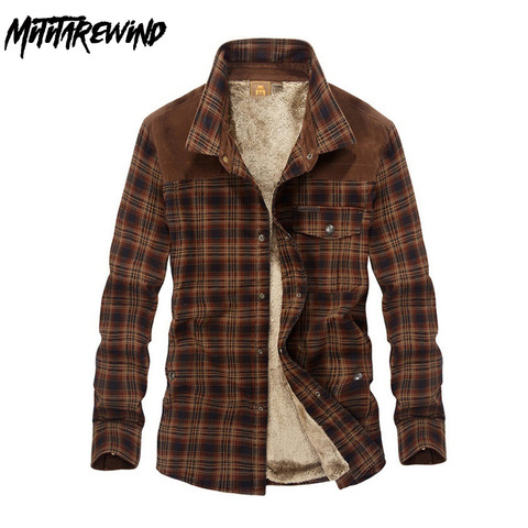 Marca Camisa hombres Camisas Casual vellón de lana gruesa caliente camisas hombres Plaid Camisa militar para hombres M-3XL hecho a mano Camisa denim hombre ► Foto 1/6