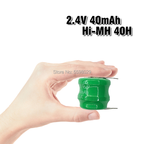 Batería de polímero de litio Ni-MH li-po de 2,4 V, 40mAh, botón recargable, pila de moneda con pines de soldadura ► Foto 1/6