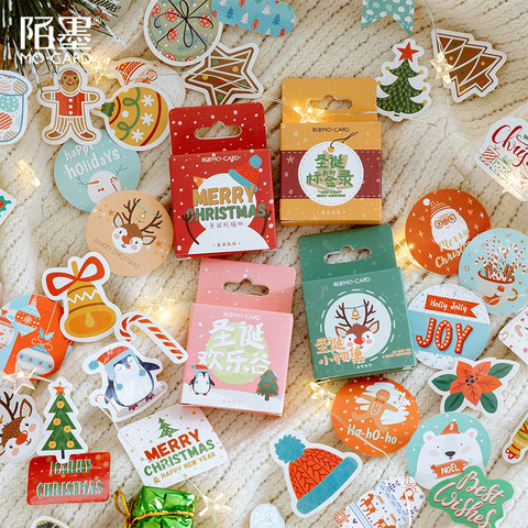 Pegatinas decorativas de caja de Feliz Navidad, etiqueta de palo de Scrapbooking, diario, papelería, álbum, pegatina de felicitación ► Foto 1/5