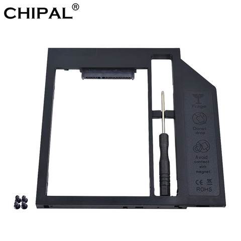 CHIPAL de plástico 2nd segundo HDD Caddy 9,5mm 9mm SATA 3,0 Optibay 2,5 