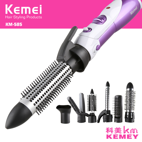 KEMEI-secador de pelo multifuncional 7 en 1 profesional, cepillo soplador de pelo con herramientas de estilo de cabello, 220-240v D38 ► Foto 1/6