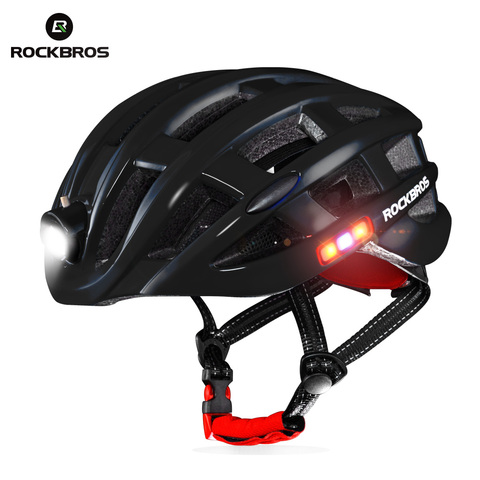 ROCKBROS-casco de luz para bicicleta, resistente al agua, con carga USB, moldeado integralmente, accesorios para bicicleta de montaña y carretera ► Foto 1/6