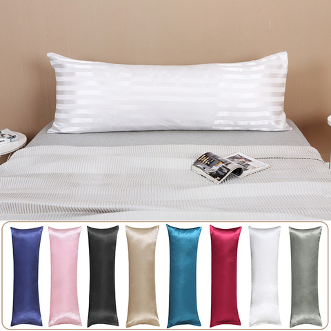 Funda de almohada doble de 20x54 pulgadas para parejas, fundas de almohada de seda satinada, fundas de almohada largas de Color sólido para amantes, fundas de almohadas de boda ► Foto 1/6