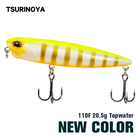 TSURINOYA-lápiz flotante de agua superior, Wobblers 110mm 20,5g DW58, cabeza de serpiente señuelo Swimbait de lubina, cebo duro Artificial profesional ► Foto 1/6