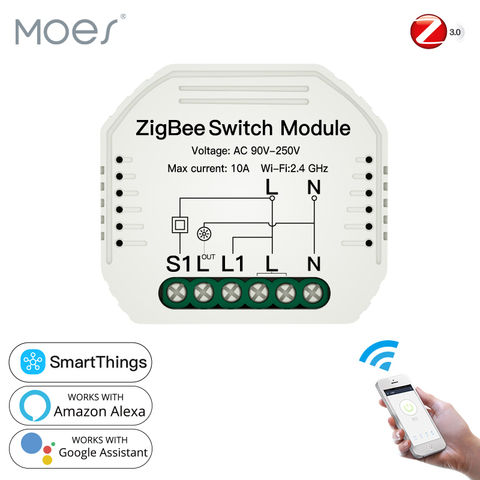 Módulo de interruptor de luz inteligente Tuya ZigBee 3,0, Control remoto inalámbrico, funciona con Alexa, Google Home para Control de voz ► Foto 1/6